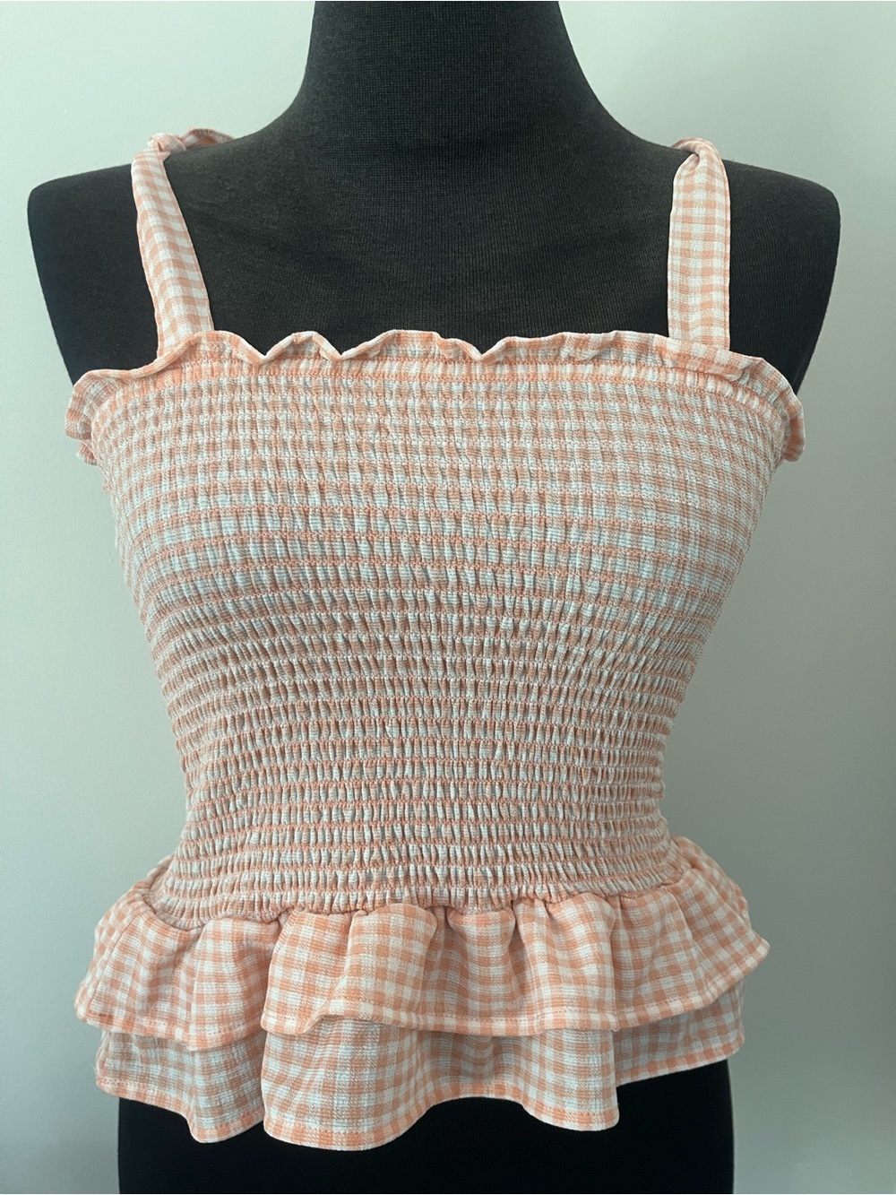 Like new! Love & Joy Peplum Smocked Tank Top - Peach size small